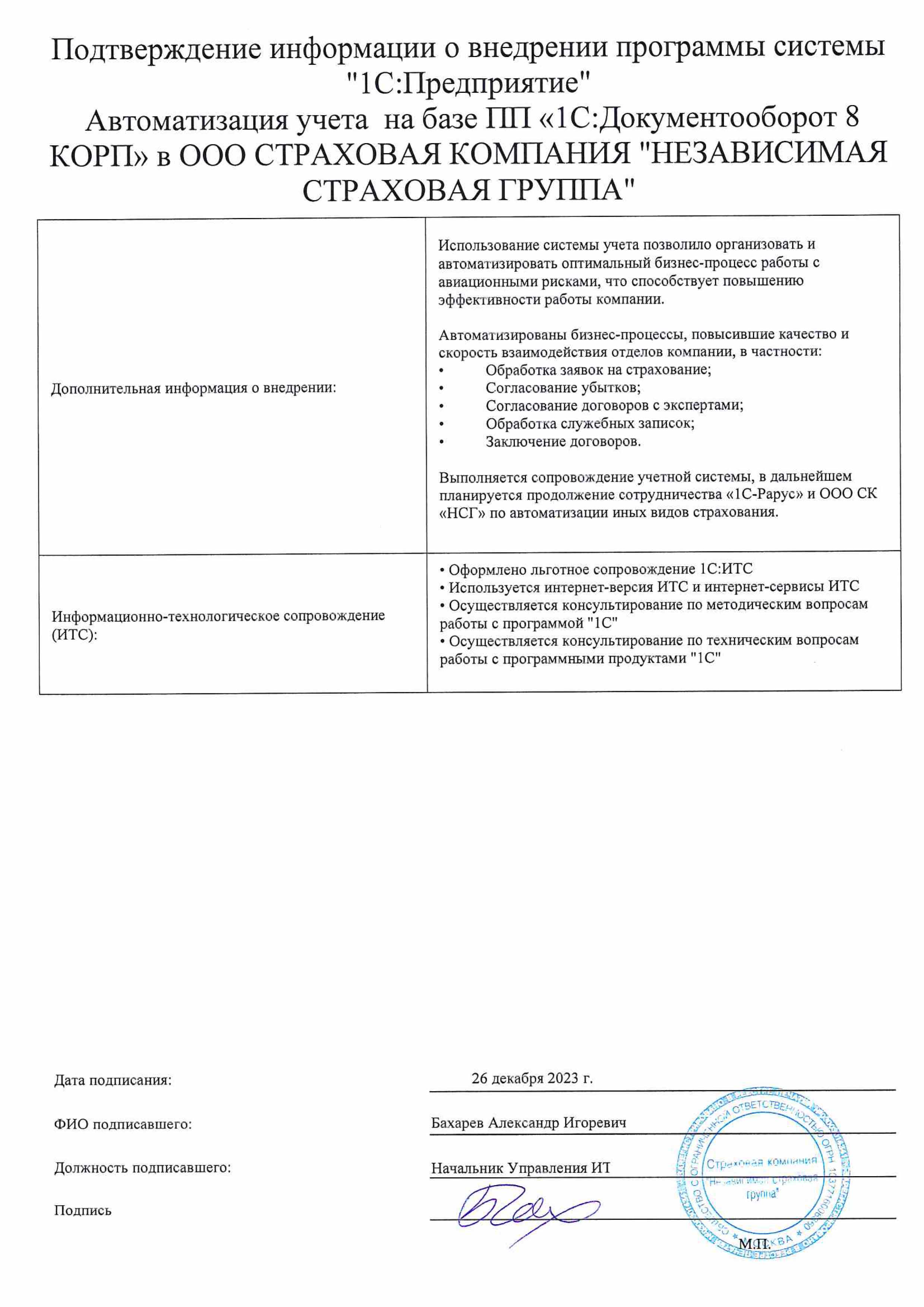 1С-Рарус Москва Благодарственное письмо Автоматизация электронного  документооборота на базе «1С:Документооборот 8 КОРП» в СК «НЕЗАВИСИМАЯ  СТРАХОВАЯ ГРУППА»