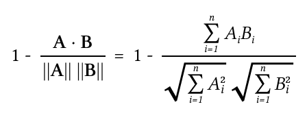Модель «Косинусная дистанция между векторами»