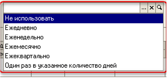 Параметр «Периодичность заказа»